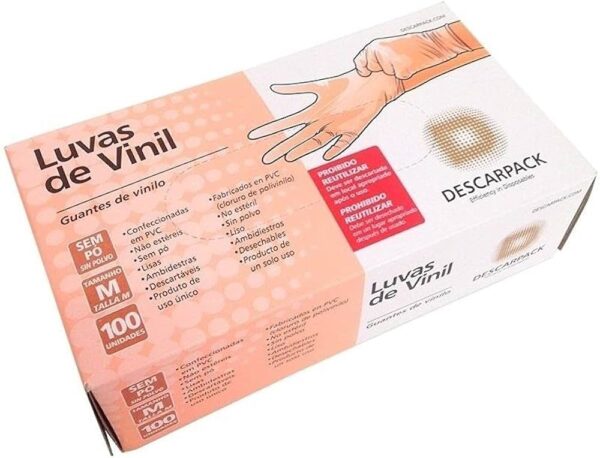 LUVA P/PROCED G VINIL S/PO C/100 TRANSP DESCARPACK